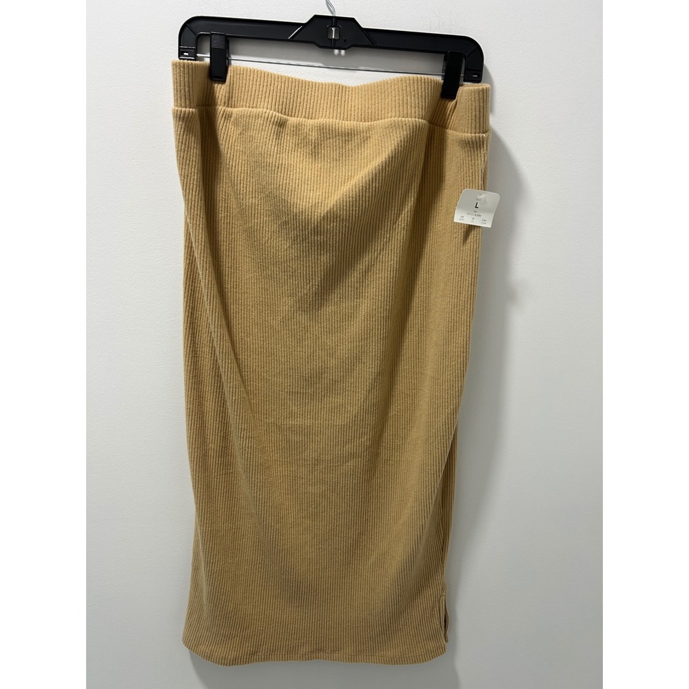 Isabel by Ingrid & Isabel NWT Tan Ribbed Knit Maternity Midi Skirt Large New